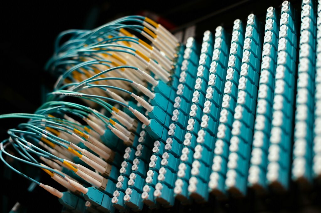 patch cables plugged in patch panel