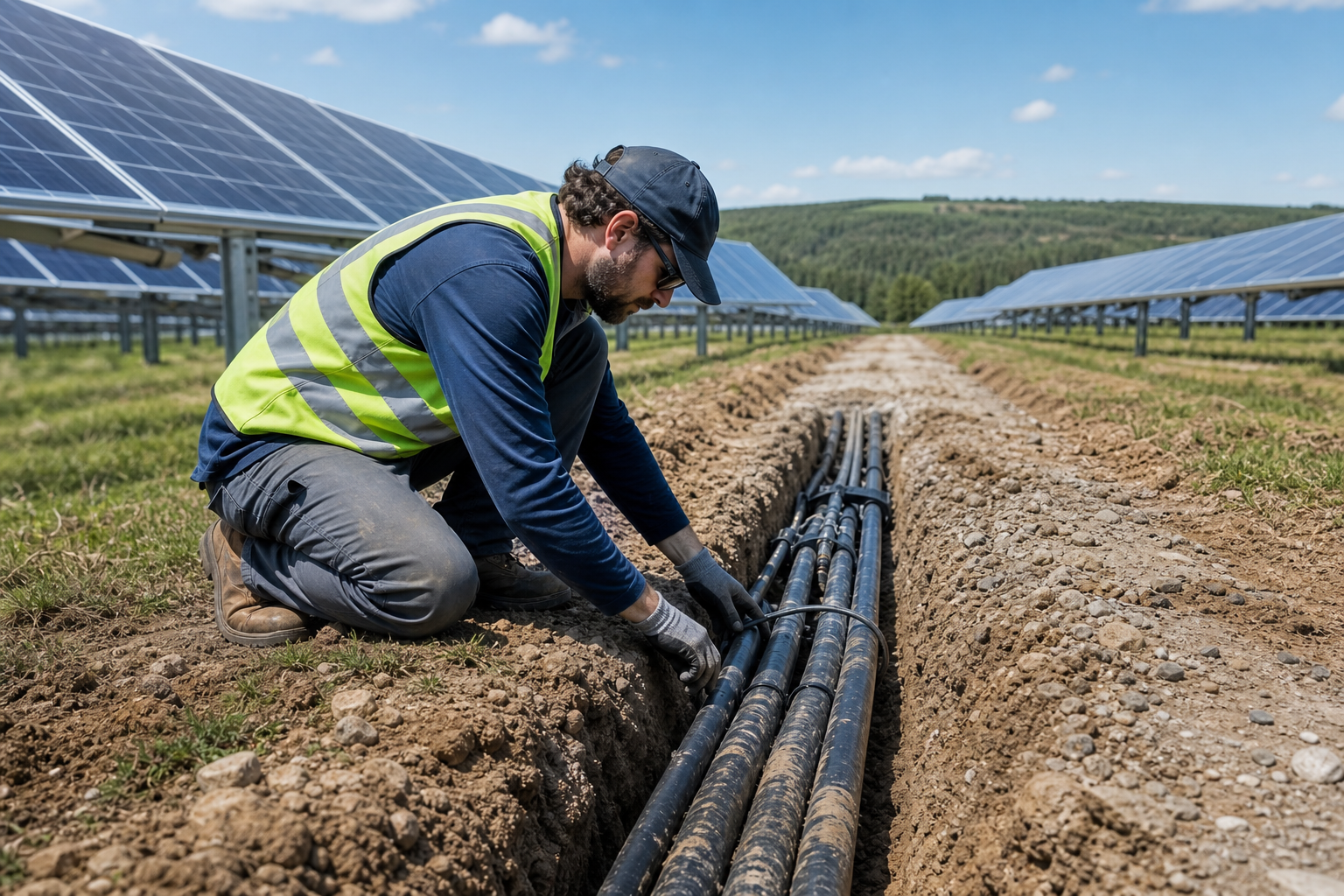 Solar farm representing LX Cable's sustainable energy solutions