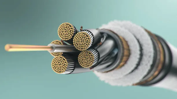 Medium voltage power cable cross section with copper conductor