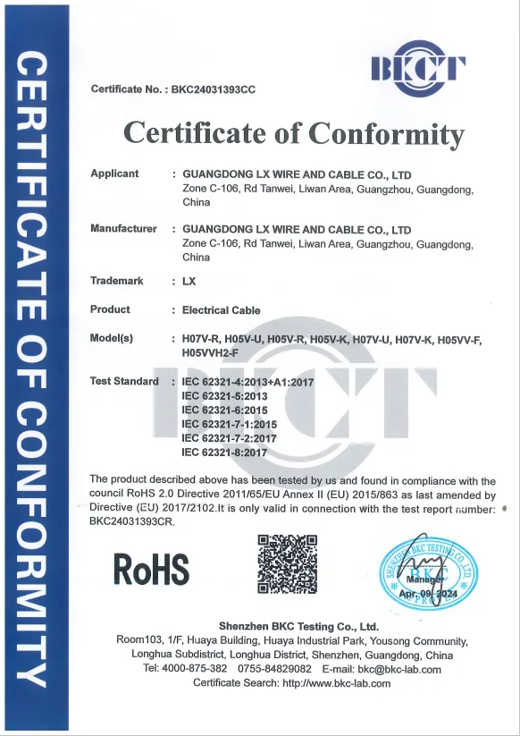 RoHS Electrical Cable